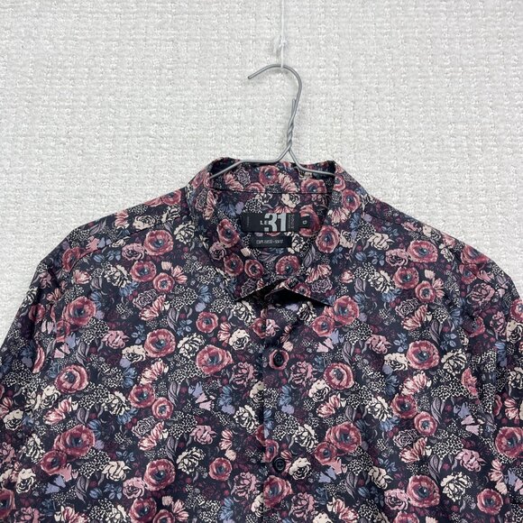 Le 31 Par Simons Long Sleeve Button Up Shirt Men's L Floral Tapestry Slim Fit - Picture 2 of 11